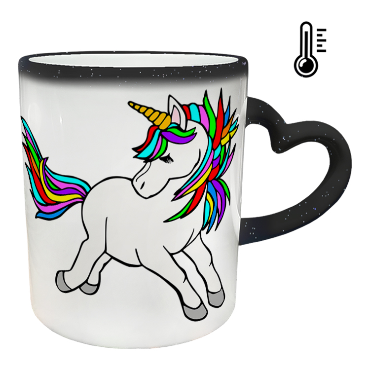 ماگ حرارتی مدل دسته قلبی اکلیلی طرح یونیکورن کد 43