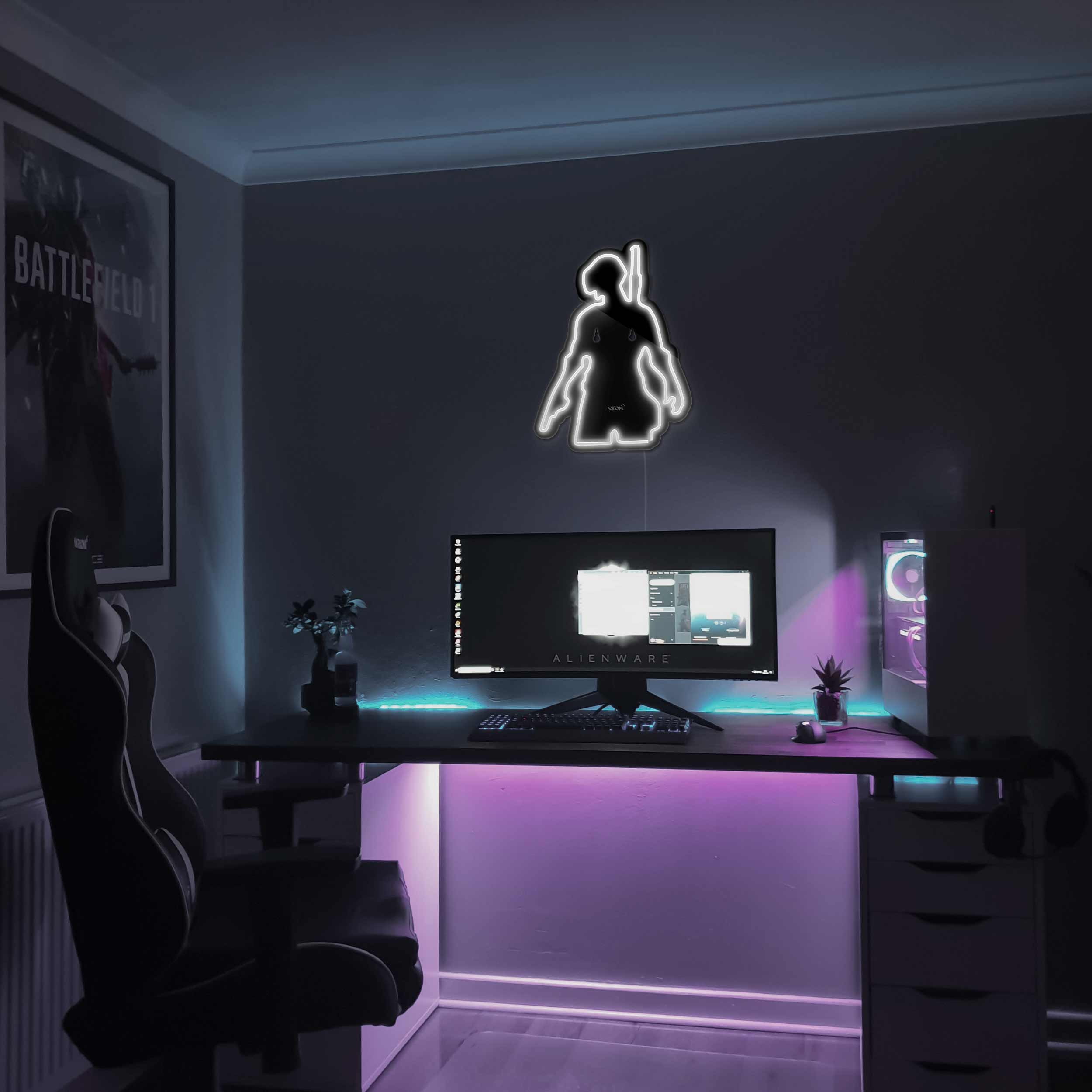 چراغ دیواری نئون دیزاین طرح Pubg-BL_WHT