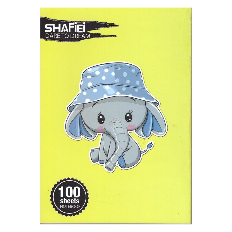 دفتر 100 برگ چسبی شفیعی کد 89 - طرح فیل - جلد گلاسه فسفری