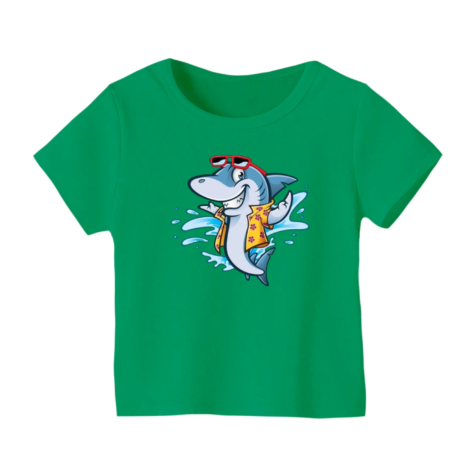 تی شرت آستین کوتاه بچگانه مدل کوسه کد 5 رنگ سبز