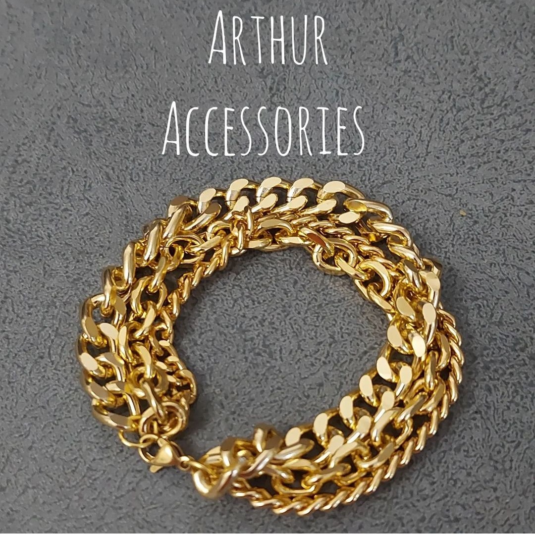 دستبند کارتیر سه لاین، طلایی، 20 سانتی، ضد حساسیت