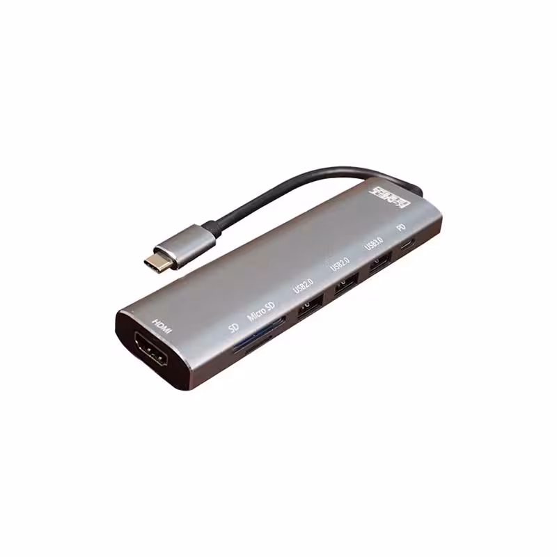هاب 7 پورت USB-C کی نت پلاس مدل K-NET PLUS KP-MFCMS407