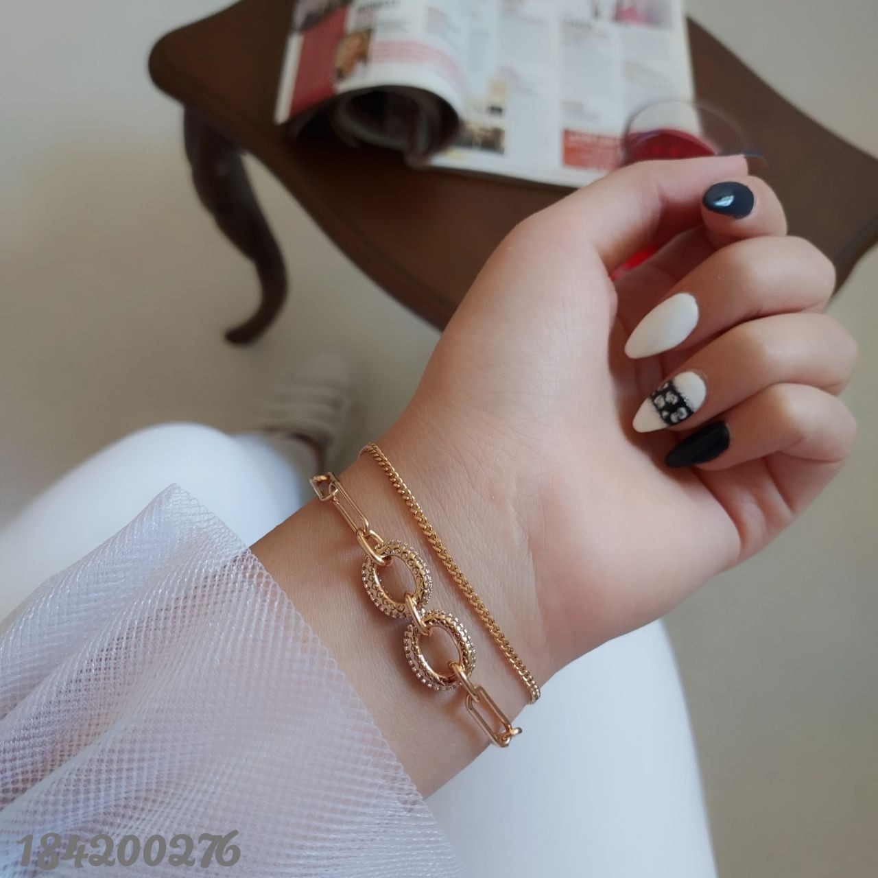 دستبند نگین دار طرح طلا.برند ژوپینگ.رنگ ثابت.ضدحساسیت.آبکاری طلا 2