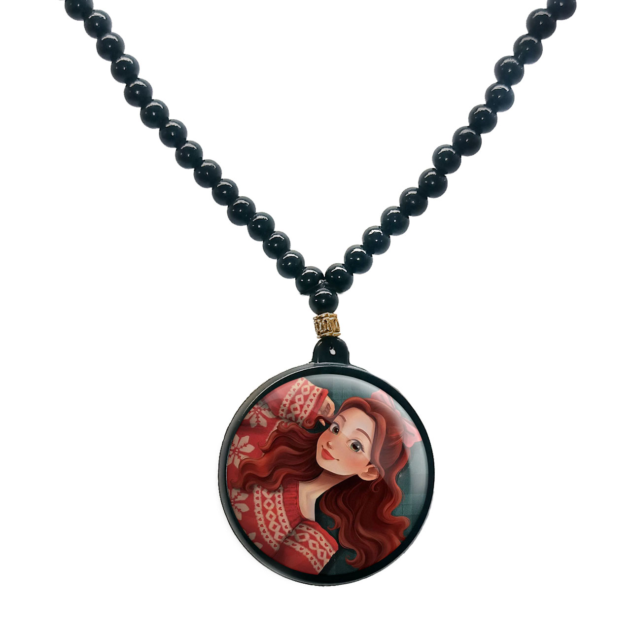 گردنبند پرمانه طرح دخترونه کد pmd.23434 مدل دو طرفه