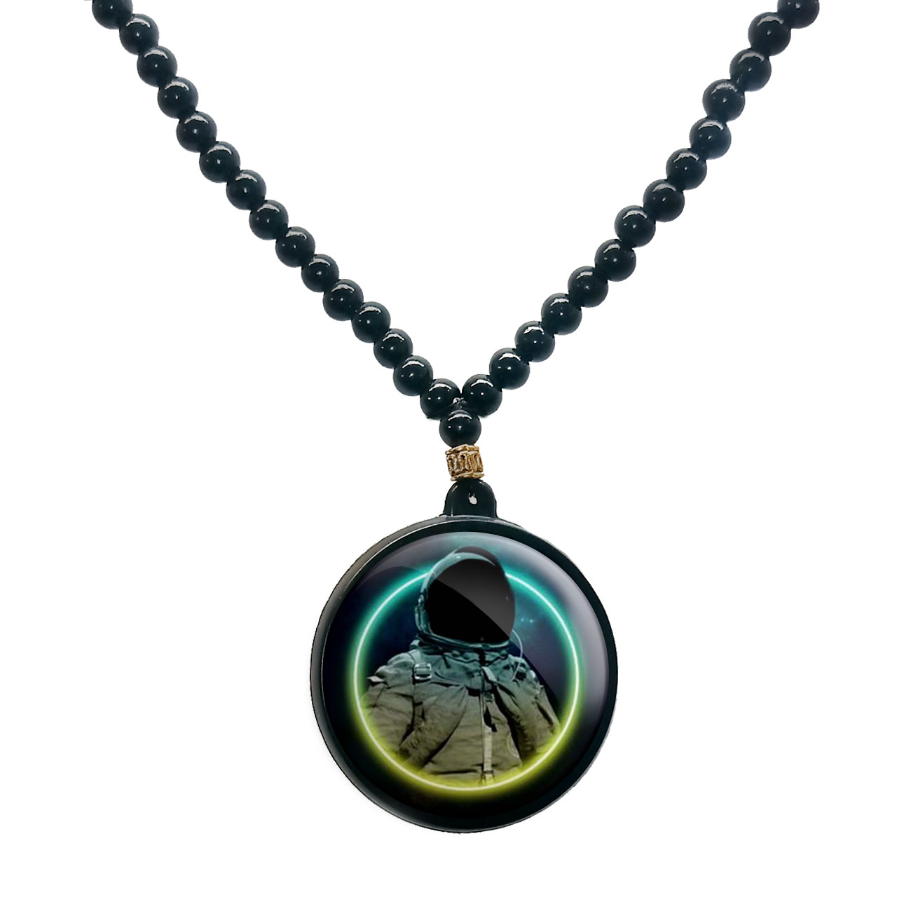 گردنبند پرمانه طرح فضانورد کد pmd.10471 مدل دو طرفه