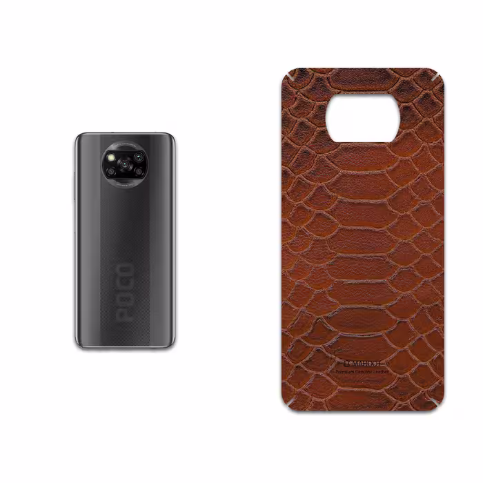 برچسب پوششی ماهوت مدل Brown-Snake-Leather مناسب برای گوشی موبایل شیائومی Poco X3 NFC