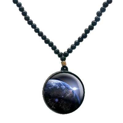 گردنبند پرمانه طرح زمین کد pmd.23516 مدل دو طرفه