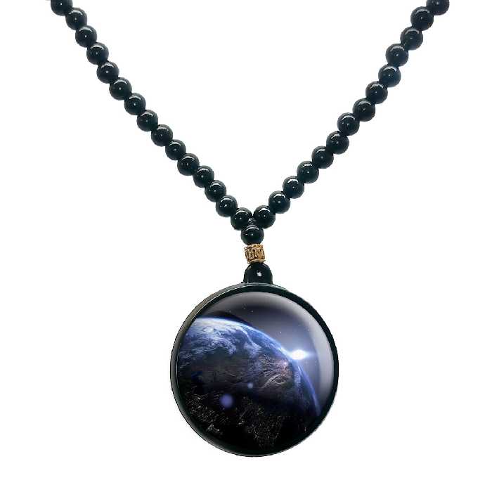 گردنبند پرمانه طرح زمین کد pmd.23516 مدل دو طرفه