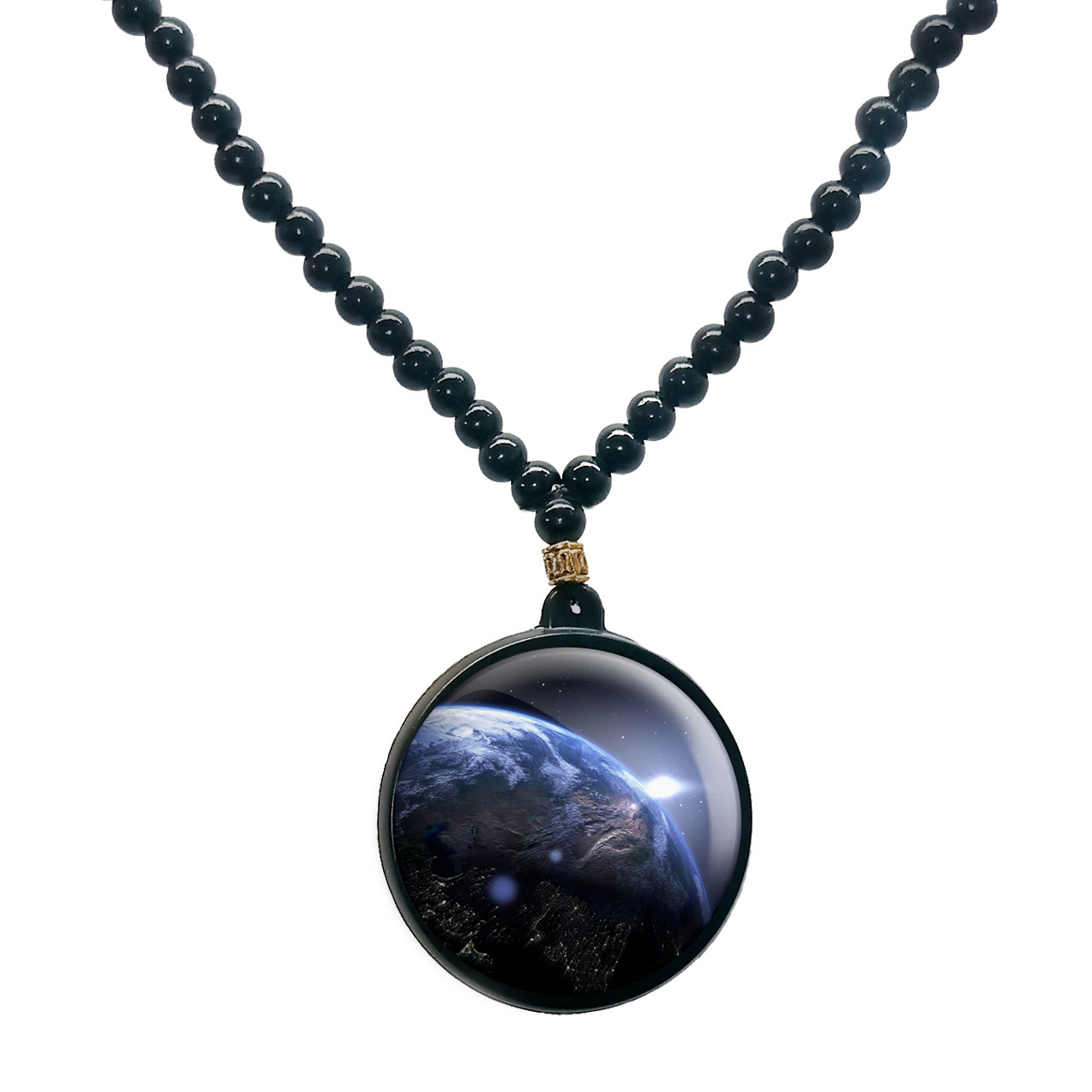 گردنبند پرمانه طرح زمین کد pmd.23516 مدل دو طرفه