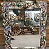 قاب آینه 30 در 40 گوشه دار طرح گل و پرنده