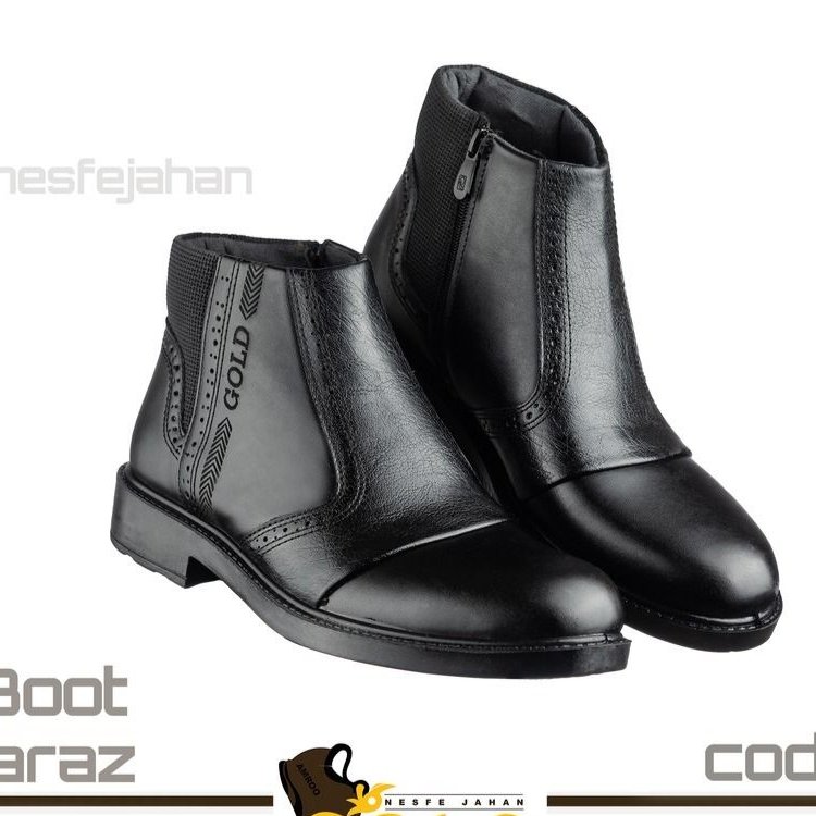 نیم بوت مردانه رویه چرم صنعتی درجه یک زیپ دار طبی
