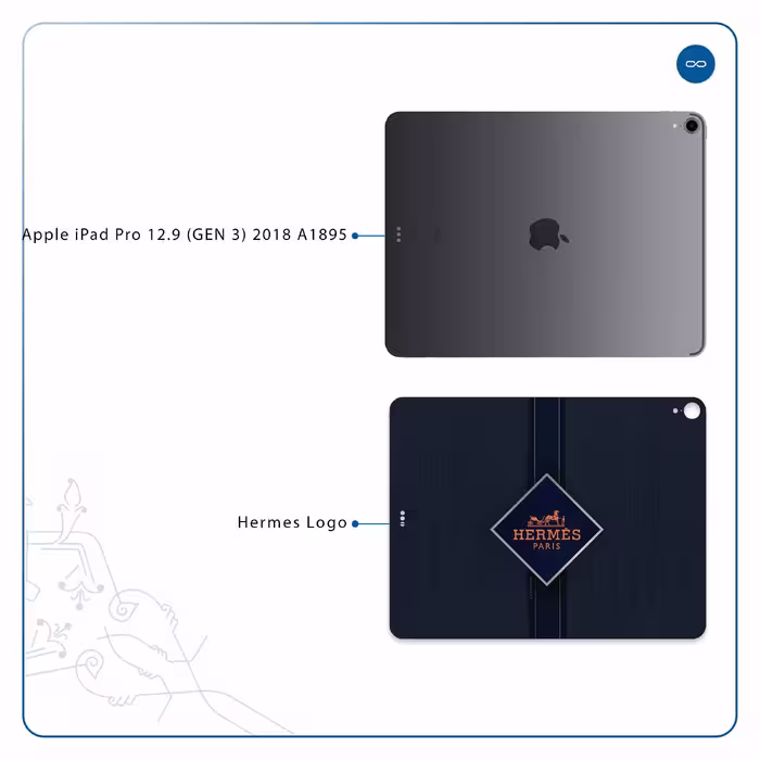 برچسب پوششی ماهوت مدل Hermes-Logo مناسب برای تبلت اپل iPad Pro 12.9 (GEN 3) 2018 A1895