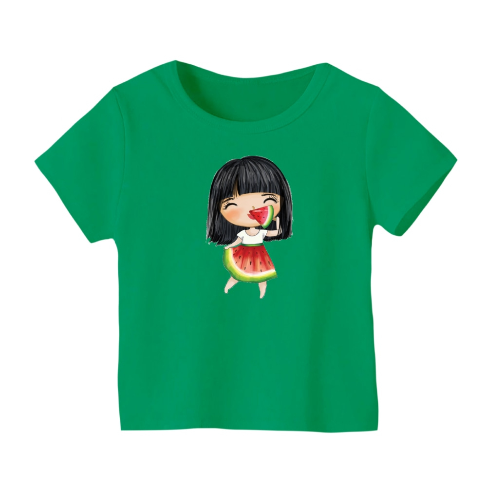 تی شرت آستین کوتاه بچگانه مدل دخترک یلدایی کد  10 رنگ سبز