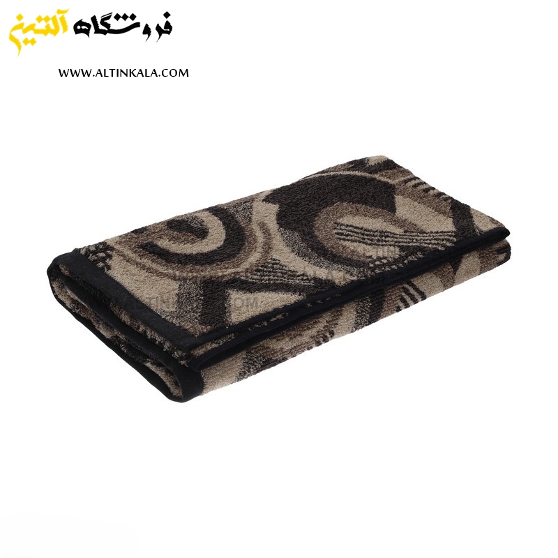 حوله حمامی برق لامع طرح کوبیسم دایره قهوه ای سایز 100×165