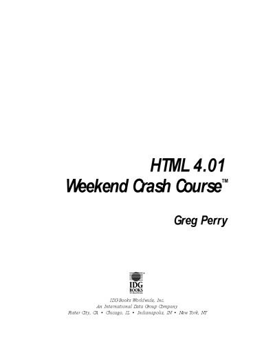 خرید و دانلود نسخه کامل کتاب HTML 4.01 weekend crash course