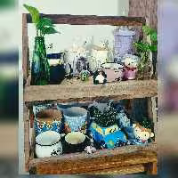 محصولات چوبی سرو  استند سرو دو طبقه مناسب برا جای میوه و غذا و ماگ 
