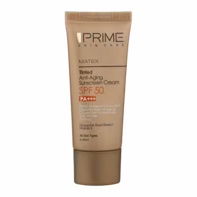 کرم ضد آفتاب جوان کننده پرایم مدل Matex Tinted SPF 50 حجم 40 میلی لیتر - بژ