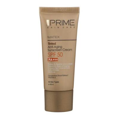 کرم ضد آفتاب جوان کننده پرایم مدل Matex Tinted SPF 50 حجم 40 میلی لیتر - بژ