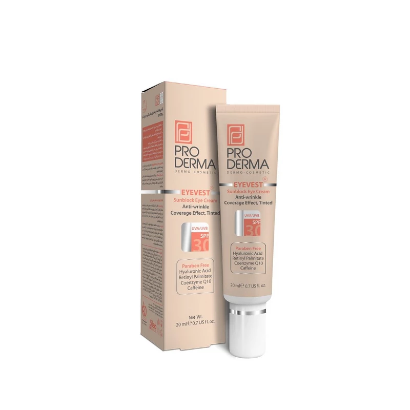 کرم رنگی پوشاننده و ضد چروک دور چشم spf30 پرودرما