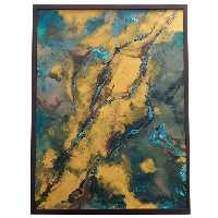تابلو نقاشی اکریلیک مدل رودخانه ی فیروزه ای در کویر کد A101