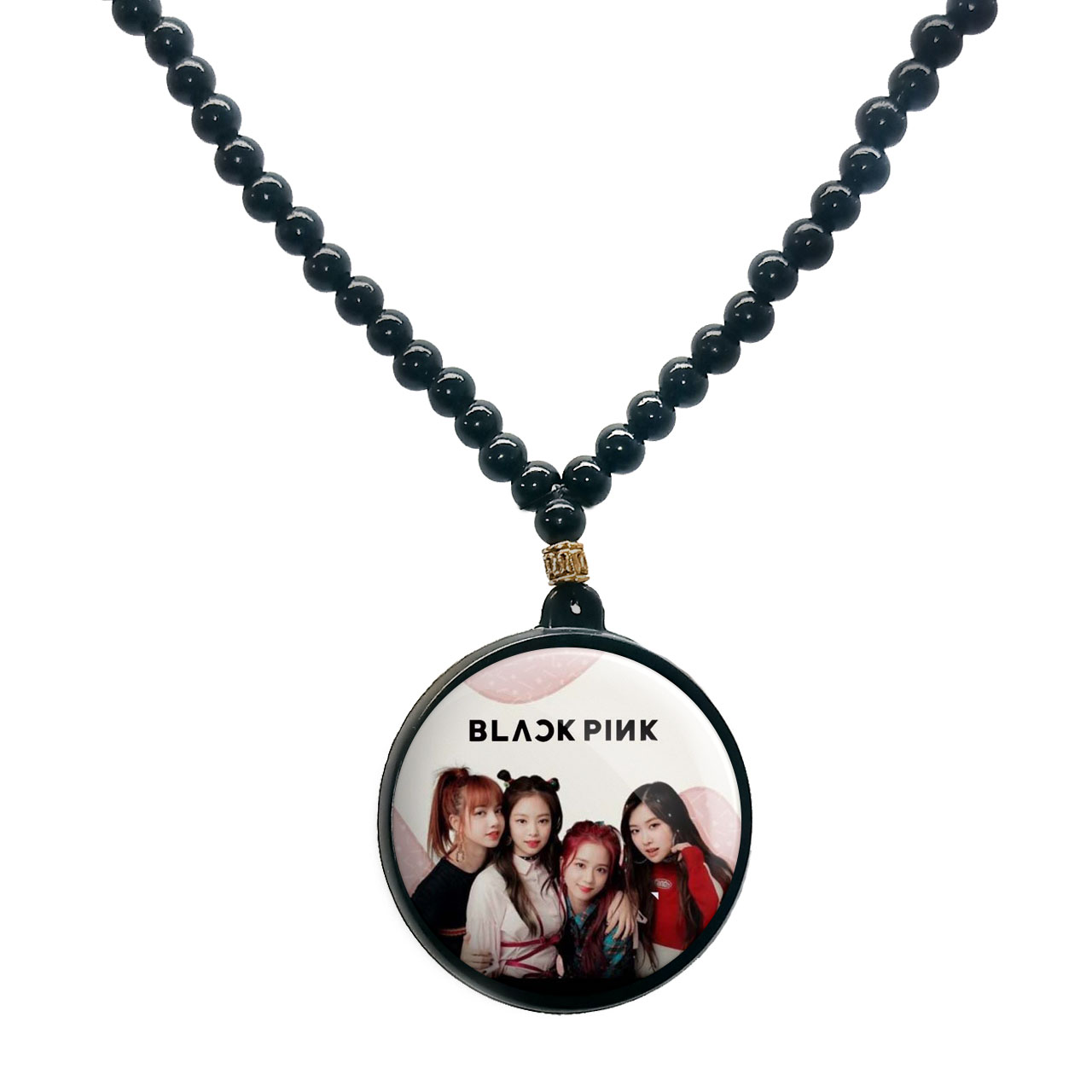 گردنبند پرمانه طرح بلک پینک کد pmd.2492 مدل دو طرفه