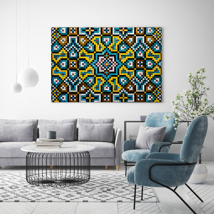 تابلو شاسی طرح رنگی مدل کاشی قدیمی کد 280