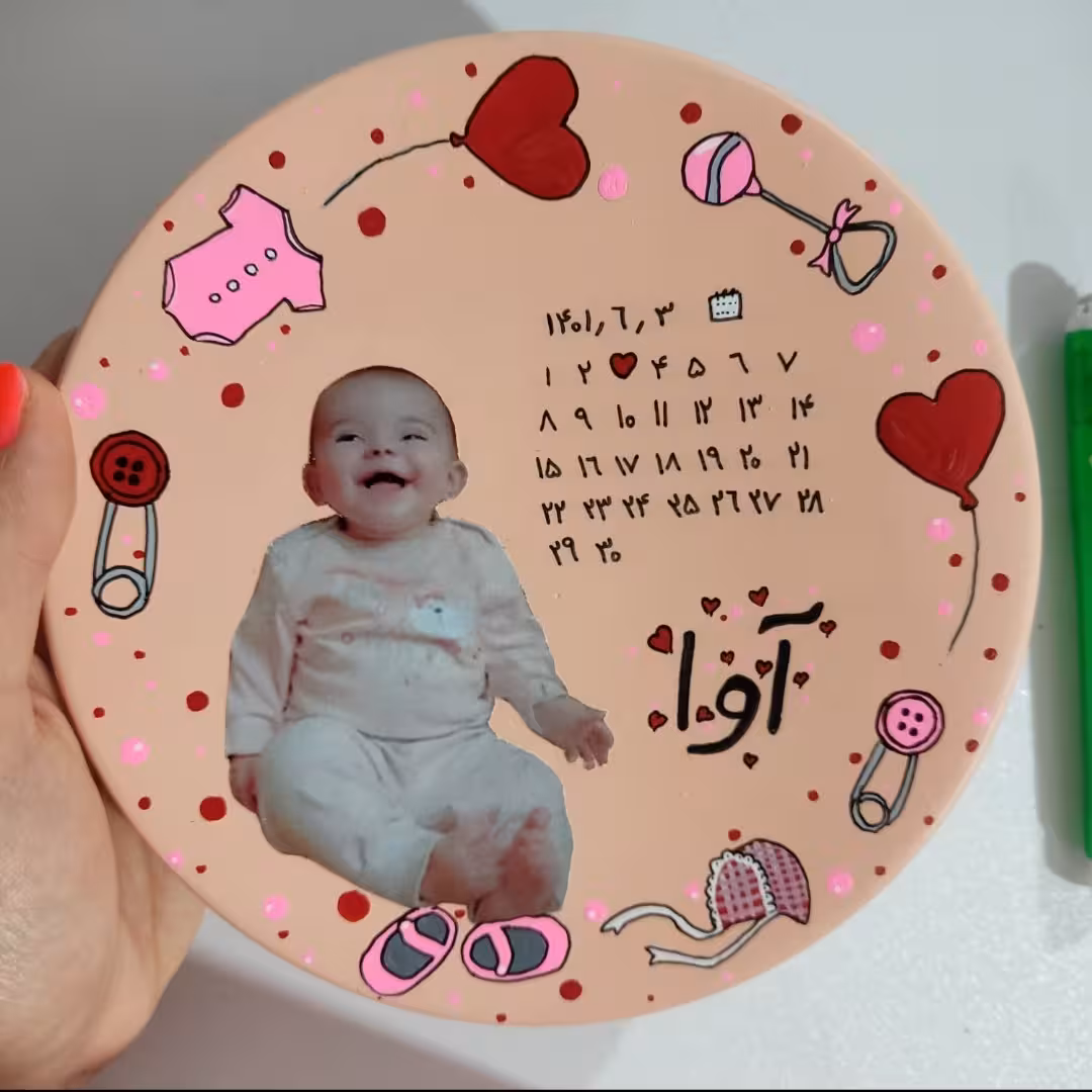 دیوارکوب دکوپاژ عکس  بچگانه با مشخصات تولد