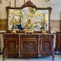 آینه و کنسول چوبی مبنت قهوه‌ ای غزال