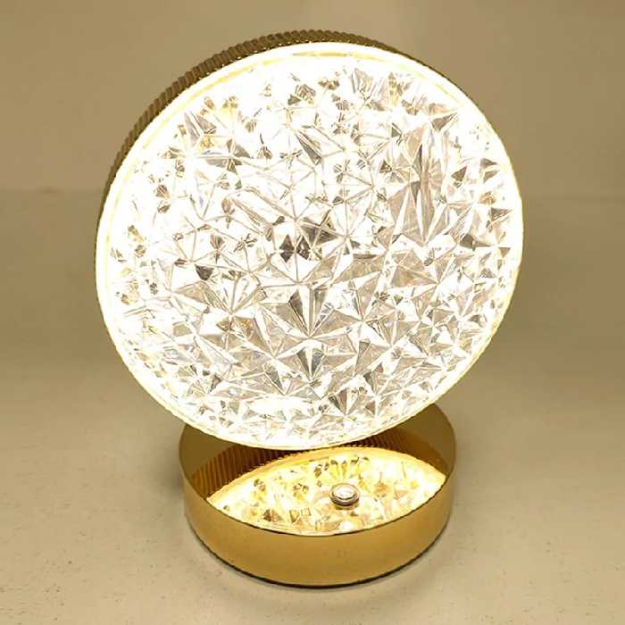 آباژور رومیزی شارژی مدل لمسی kam64 طرح ماه کامل