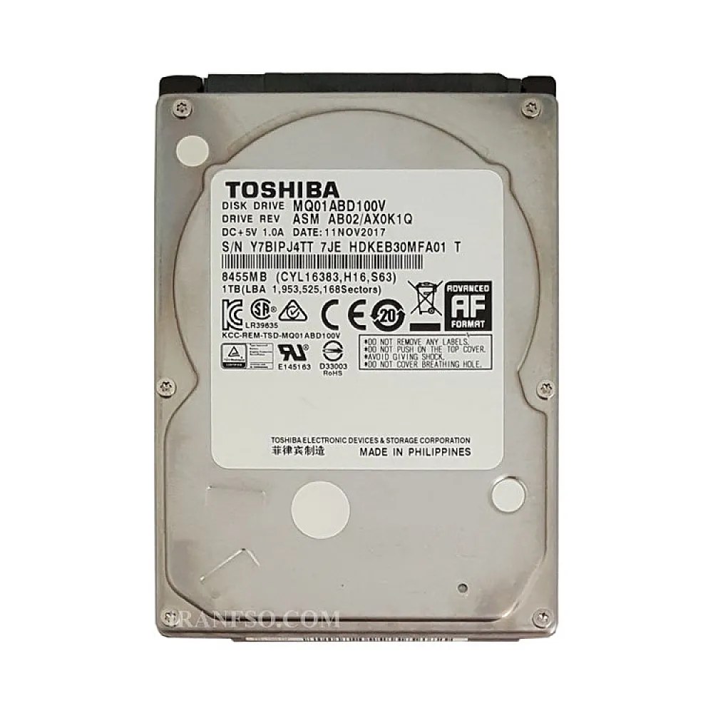 هارد HDD لپ تاپ 1 ترابایت برند توشیبا یکسال گارانتی نو و آکبند