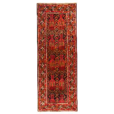 فرش دستبافت کناره طول سه متری مدل نقشه بلوچ  کد 34.2810