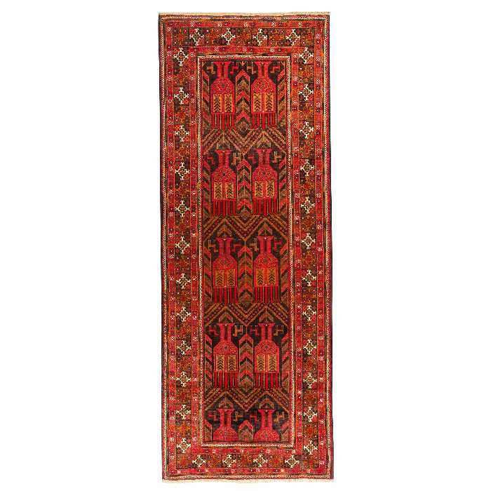 فرش دستبافت کناره طول سه متری مدل نقشه بلوچ  کد 34.2810