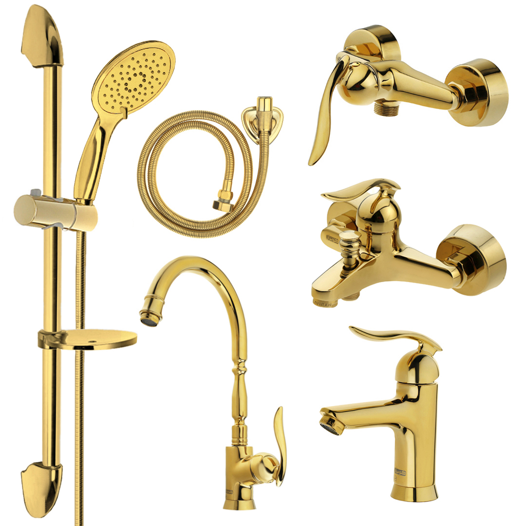 ست شیرآلات کویران آذر مدل مادرید کد A-01 مجموعه 6 عددی