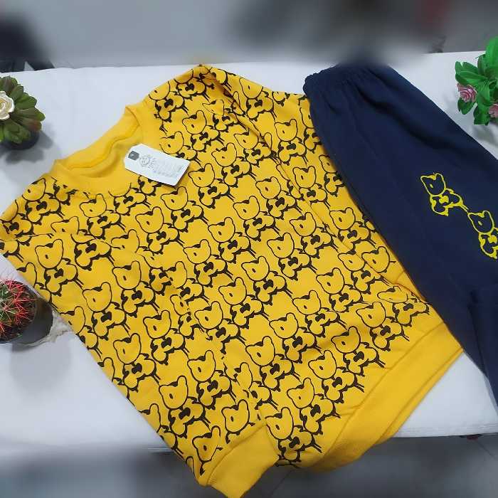 ست بلوز شلوار اسپرت دخترانه و پسرانه  در رنگبندی جنس سوپر پنبه با کیفیت چاپ ذول کیفیت بالا در سایز بندی 