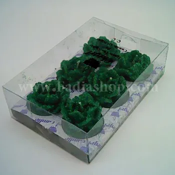 شمع گل رز 6 تایی سبز سیدی