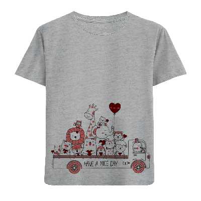 تی شرت آستین کوتاه بچگانه مدل اتوبوس حیوانات F306