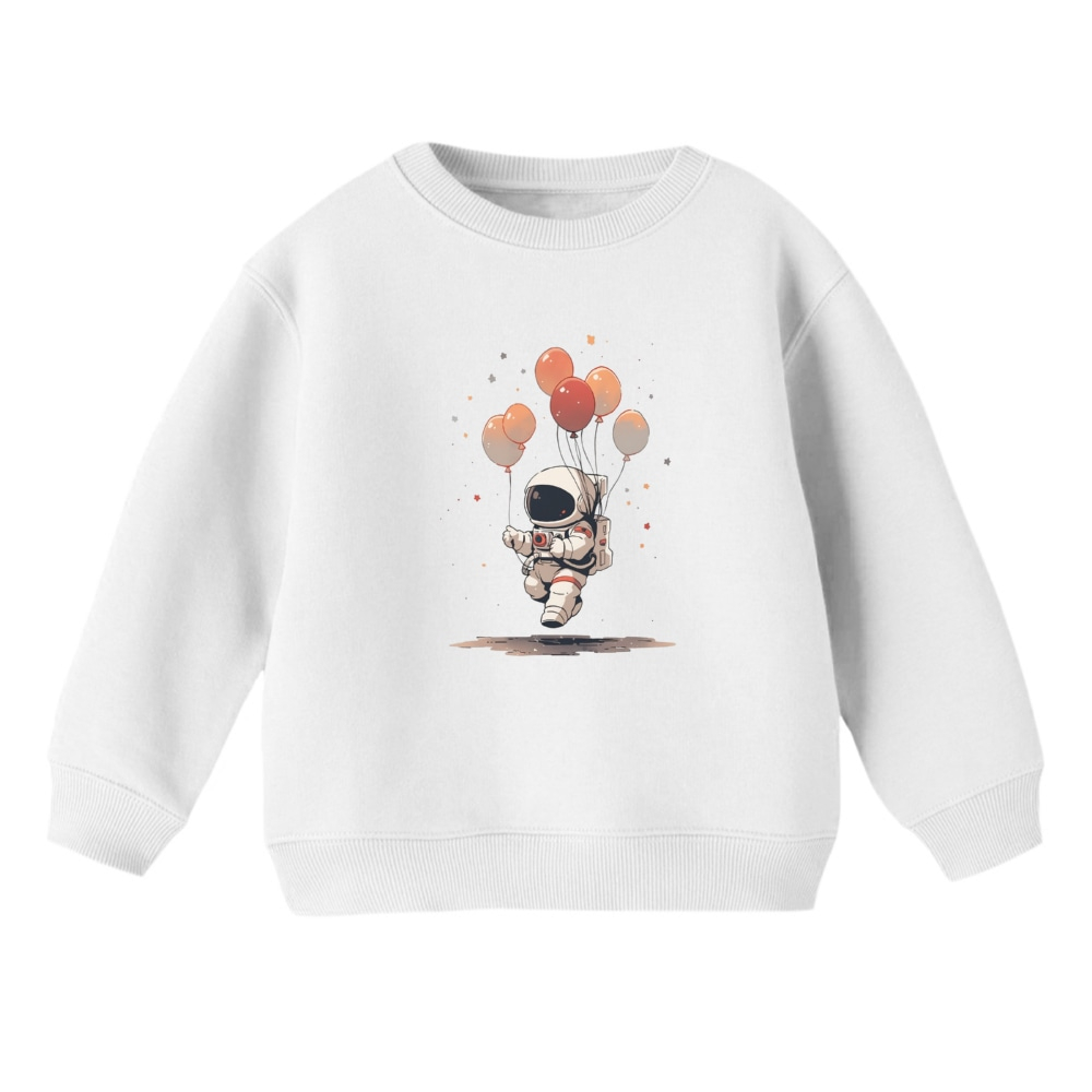 سویشرت بچگانه مدل فضانورد و بادکنک رنگ سفید