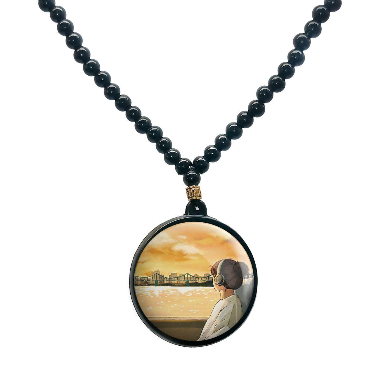 گردنبند پرمانه طرح دخترونه کد pmd.23459 مدل دو طرفه