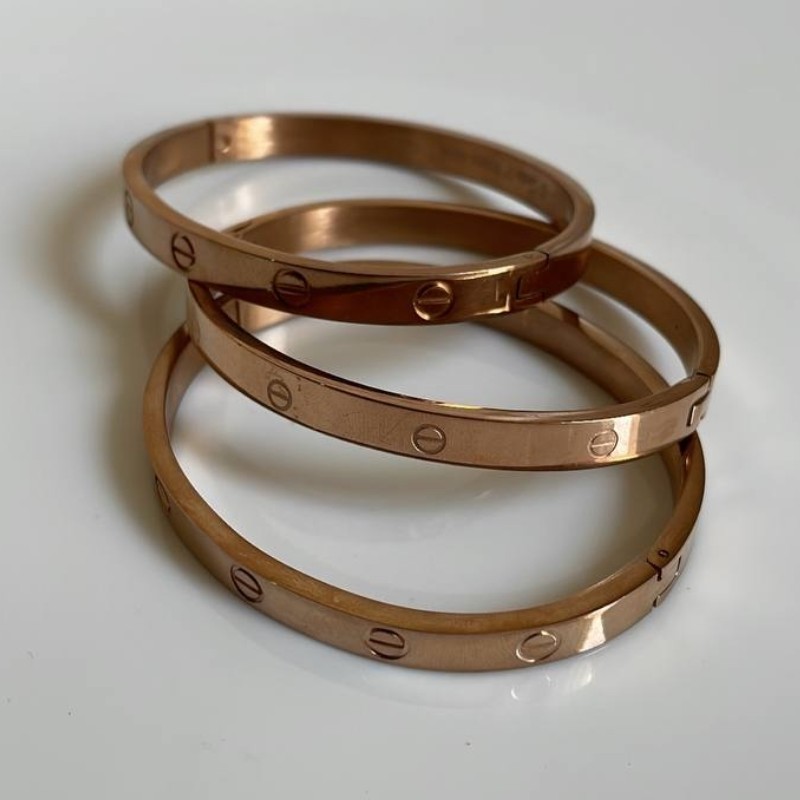 دستبند النگویی رزگلد رنگ ثابت 