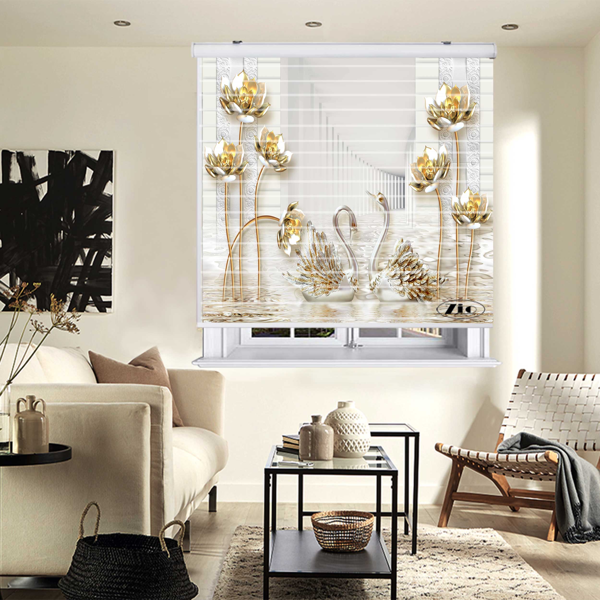 پرده زبرا زیو مدل 3D1085 سایز 150x150 سانتی متر