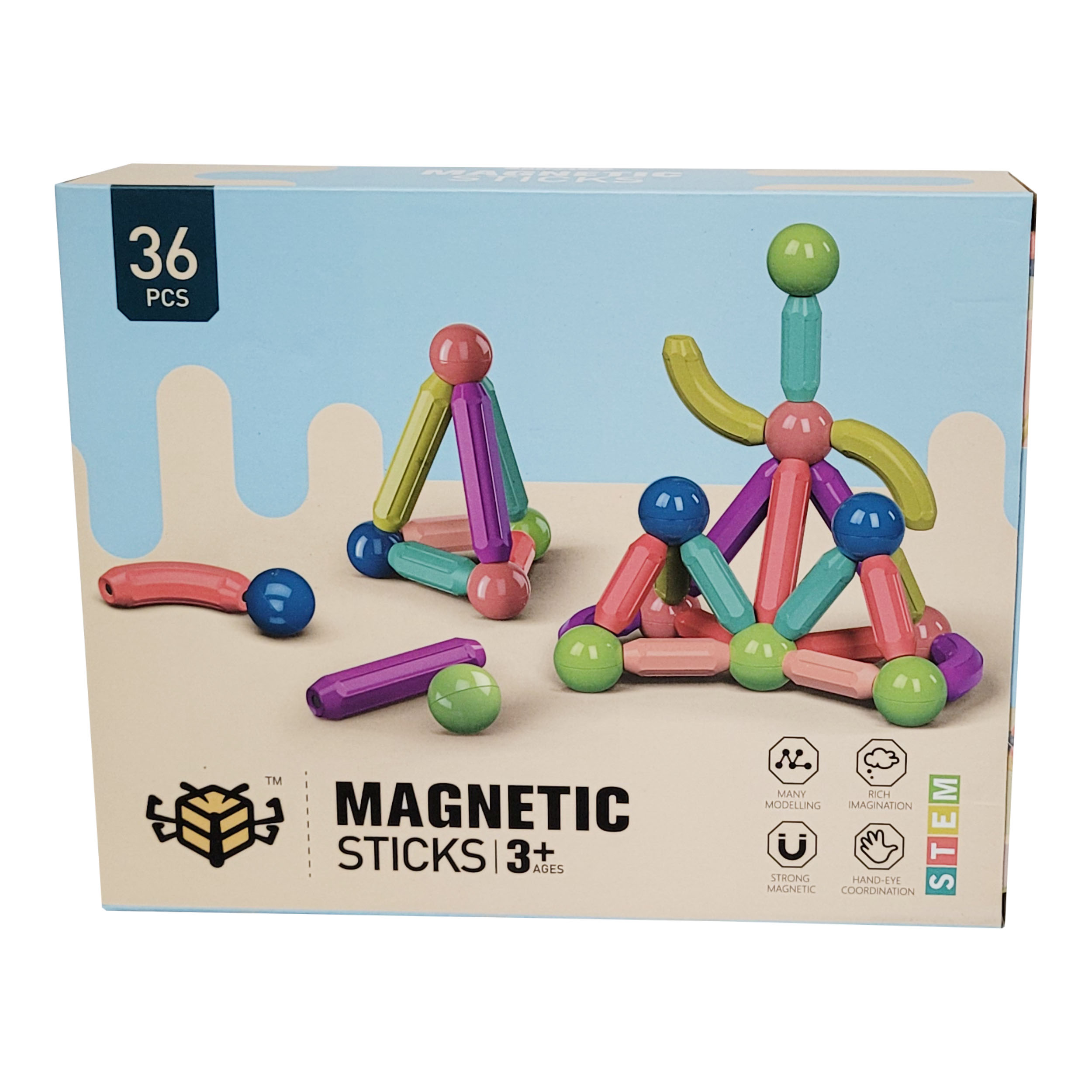 ساختنی مدل MAKNETIC STICKS کد 909 مجموعه 36 عددی