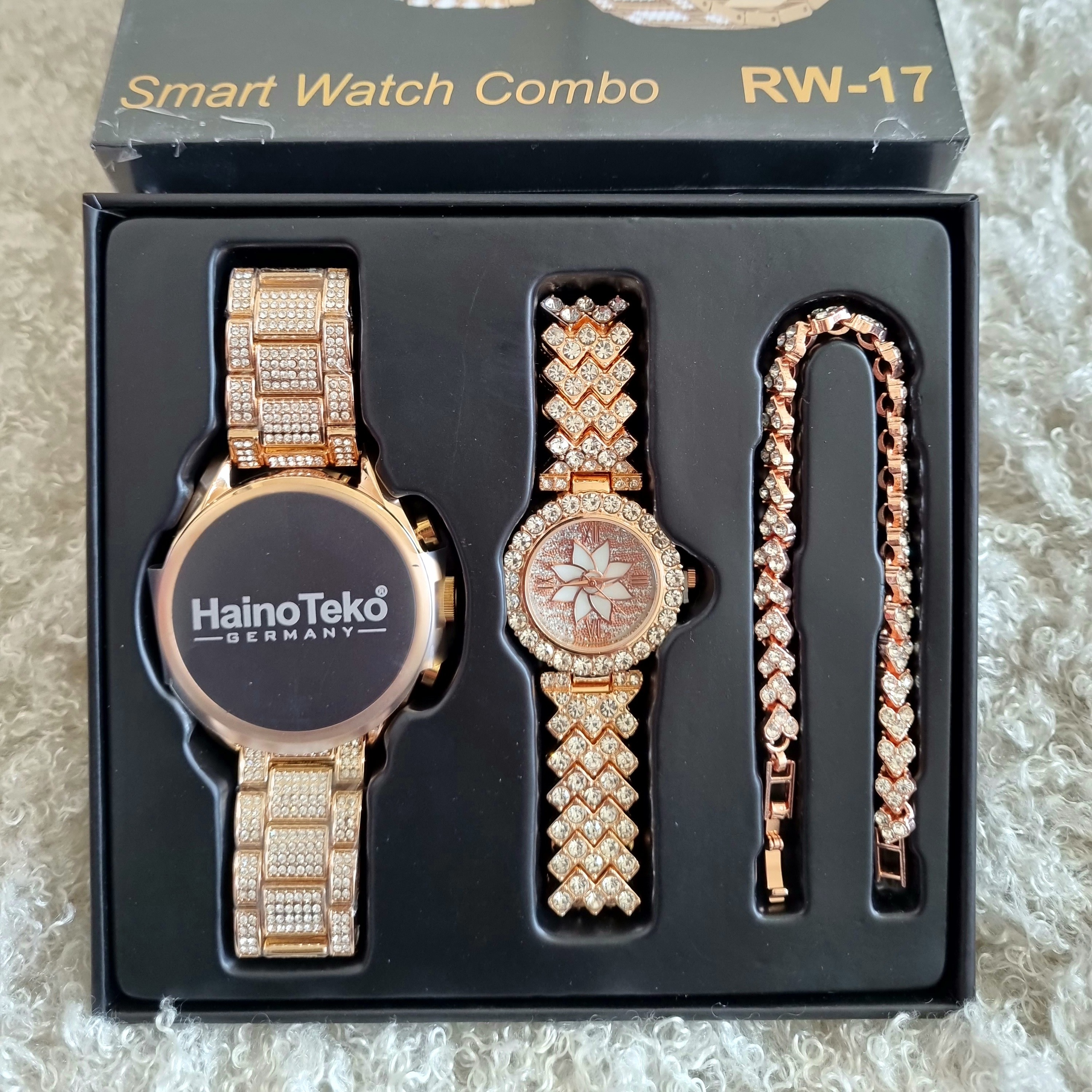 ساعت هوشمند Haino Teko RW-17  همراه با ساعت رولکسی نگین دار و دستبند و هدیه خرید