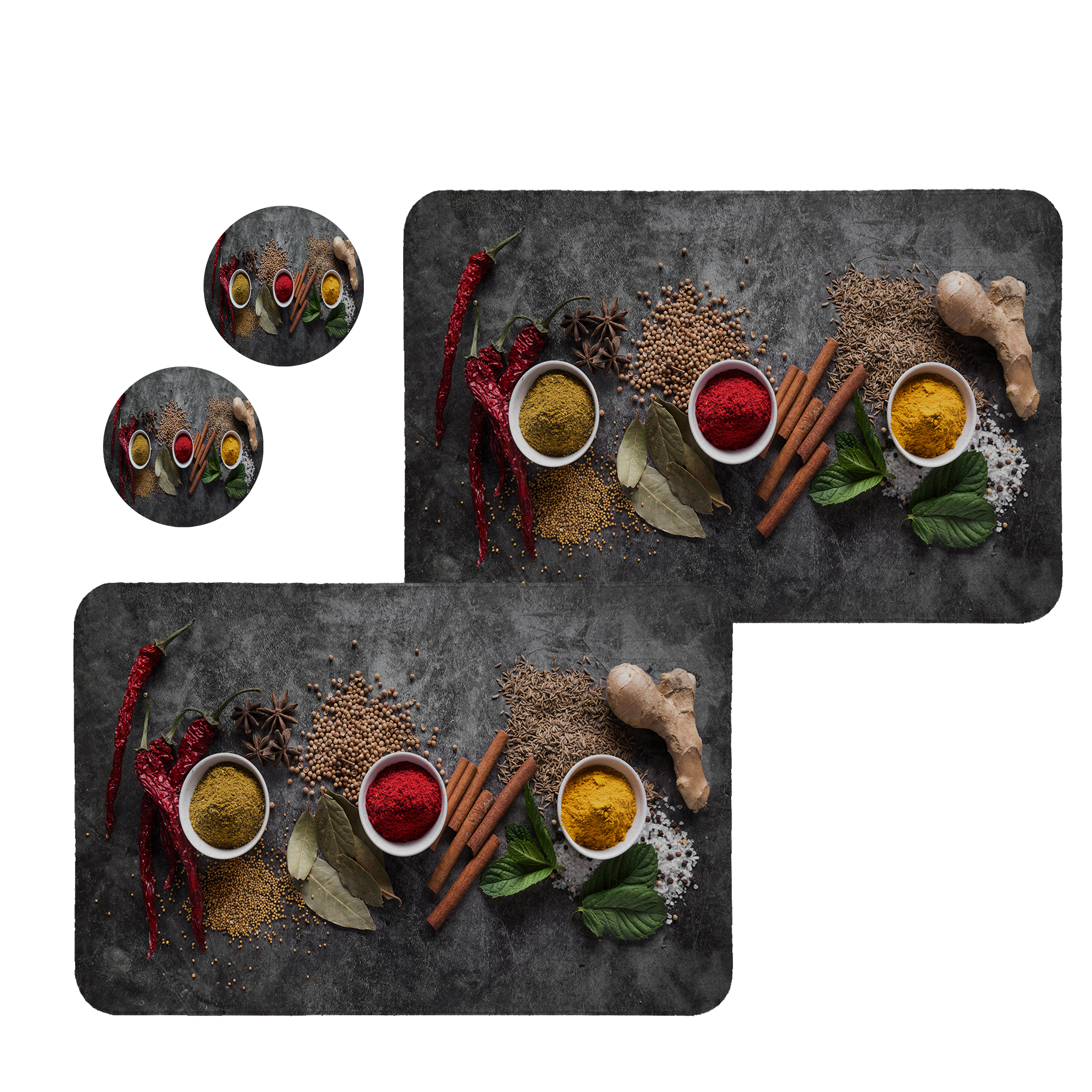 زیربشقابی طرح ادویه کد 8315 مجموعه 2 عددی همراه زیر لیوانی