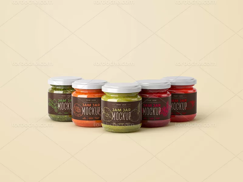 موکاپ لایه باز شیشه مربا | گرافیک با طعم تربچه