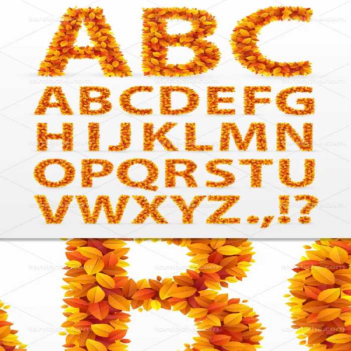 وکتور حروف لاتین طرح برگ | گرافیک با طعم تربچه