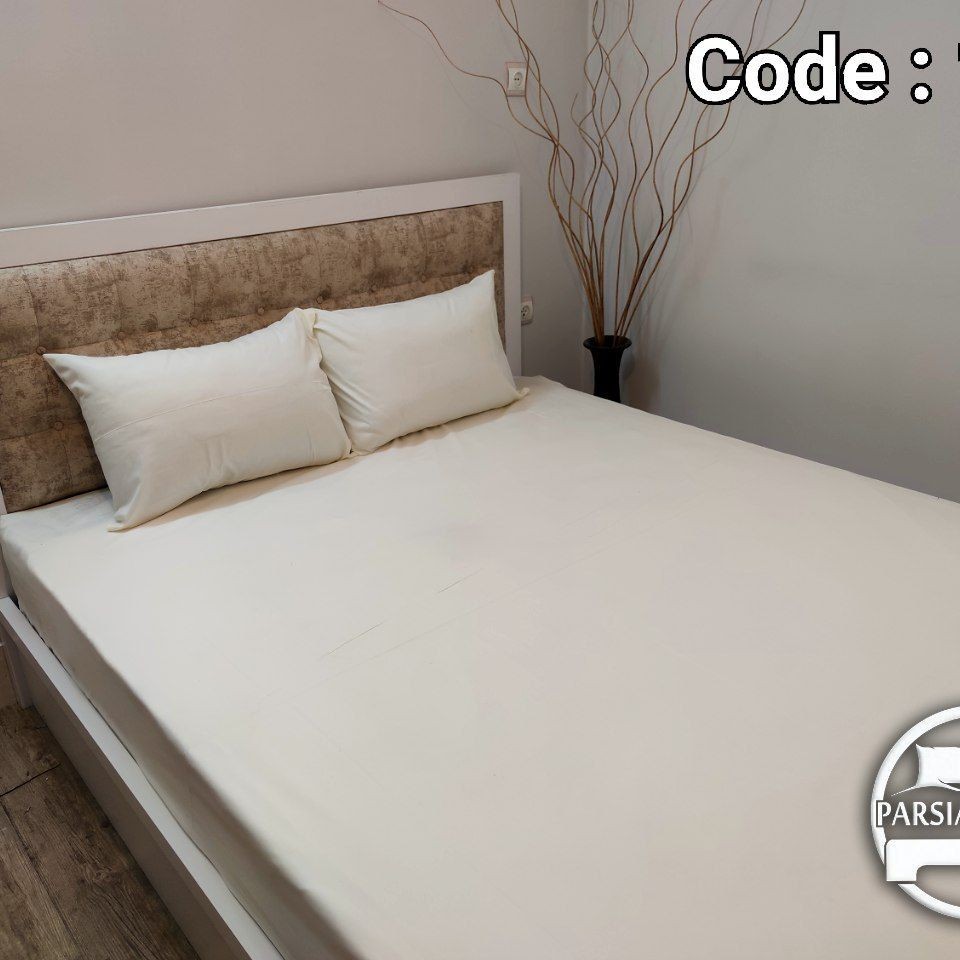 نیم ست ملحفه کشدار خوشخواب روتختی  میکرو ساده رنگی 2 تکه کشدار  رنگ شیری