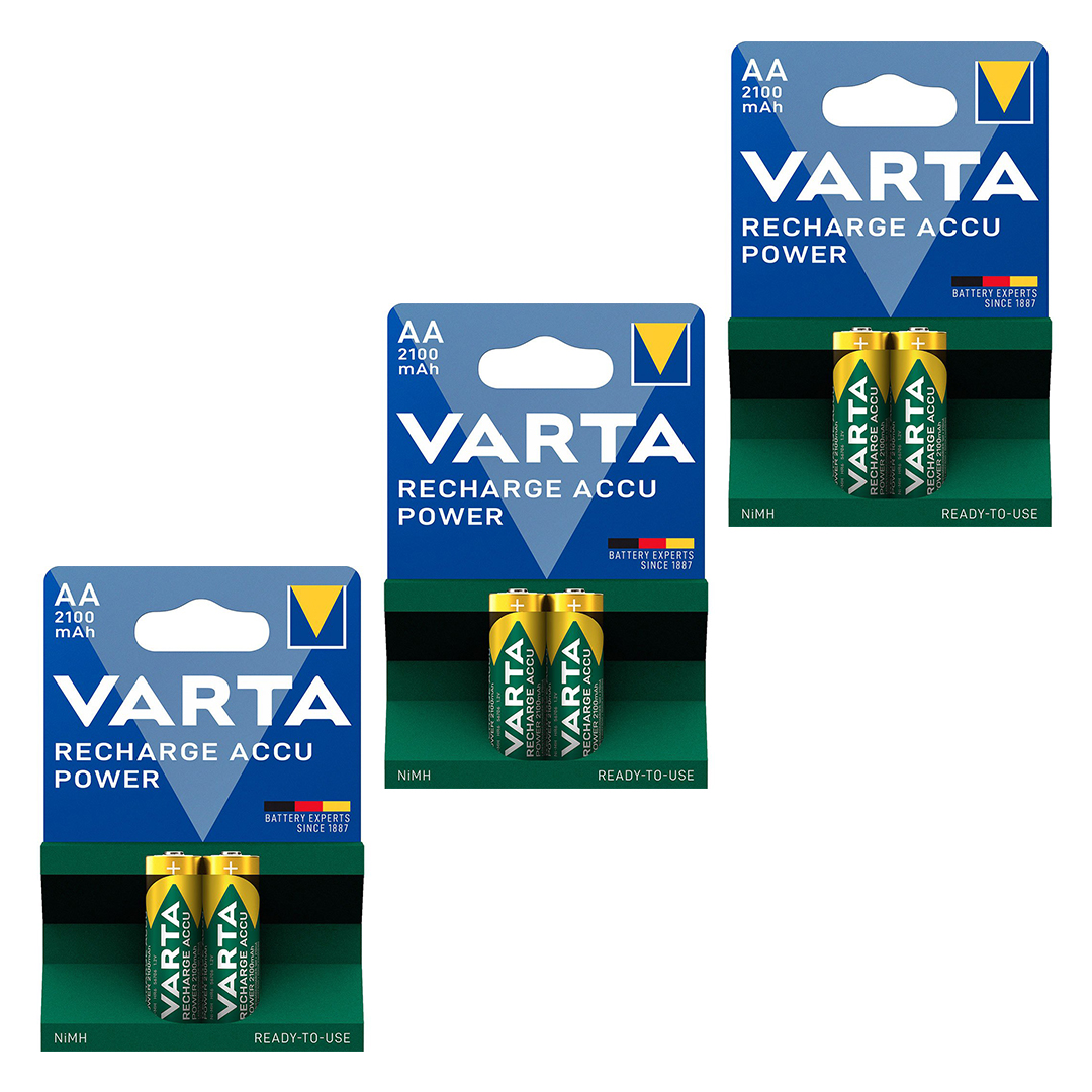 باتری قلمی قابل شارژ وارتا مدل accus 2100 مجموعه شش عددی