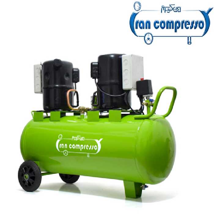 پمپ باد 150 لیتری 2 موتوره هرمتیک (بدون صدا)