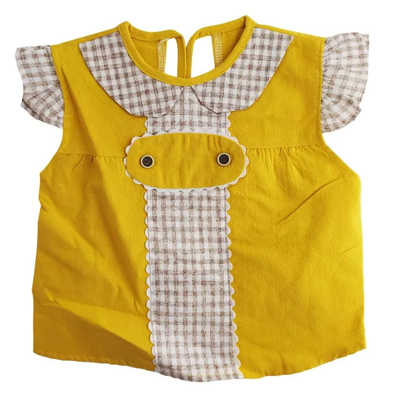 پیش بند نوزاد یقه ب ب چیندار دكمه ای