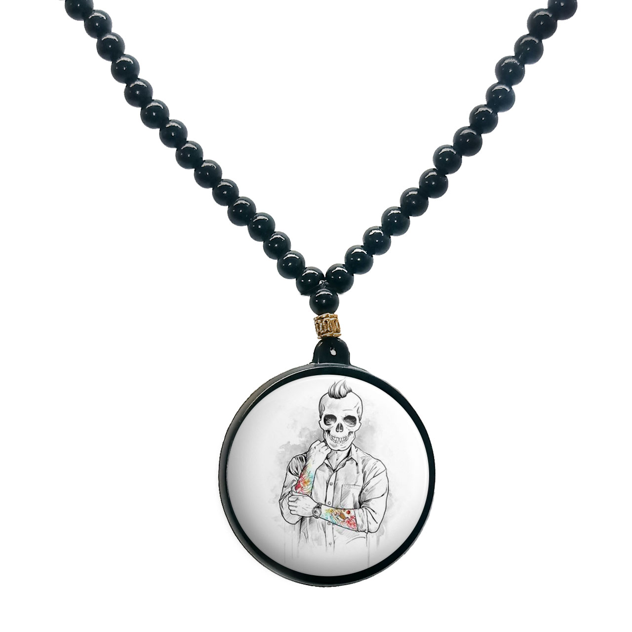 گردنبند پرمانه طرح اسکلت و خفن کد pmd.6138 مدل دو طرفه